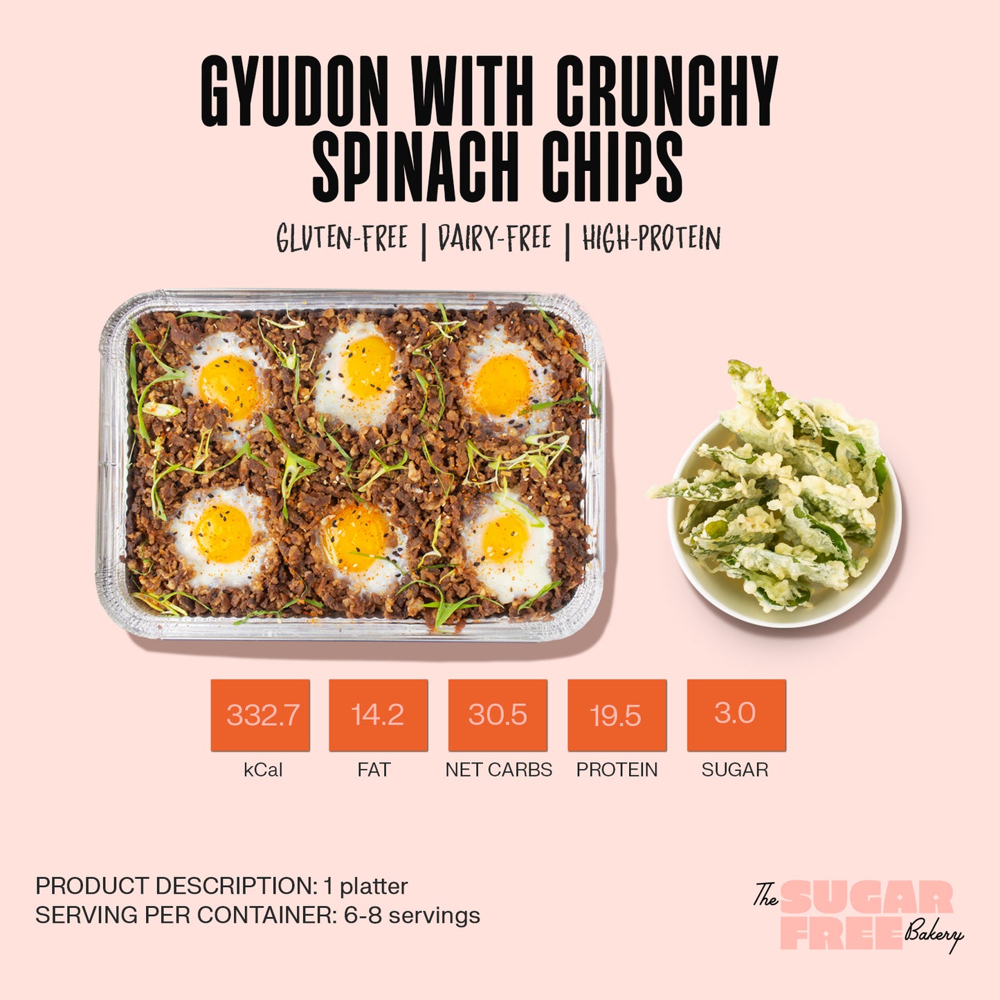 gyudon | gyudon spinach chips | party tray manila | food tray manila | sugar free bakery ph
