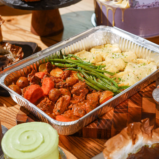 Slow-Cooked Beef Bourguignon with Mashed Potatoes