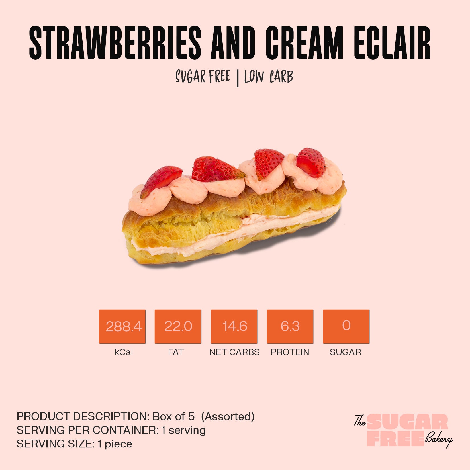 eclair | sugar free eclair | strawberries and cream eclair | eclair gift box | sugar free | sugar free manila | gourmet eclair