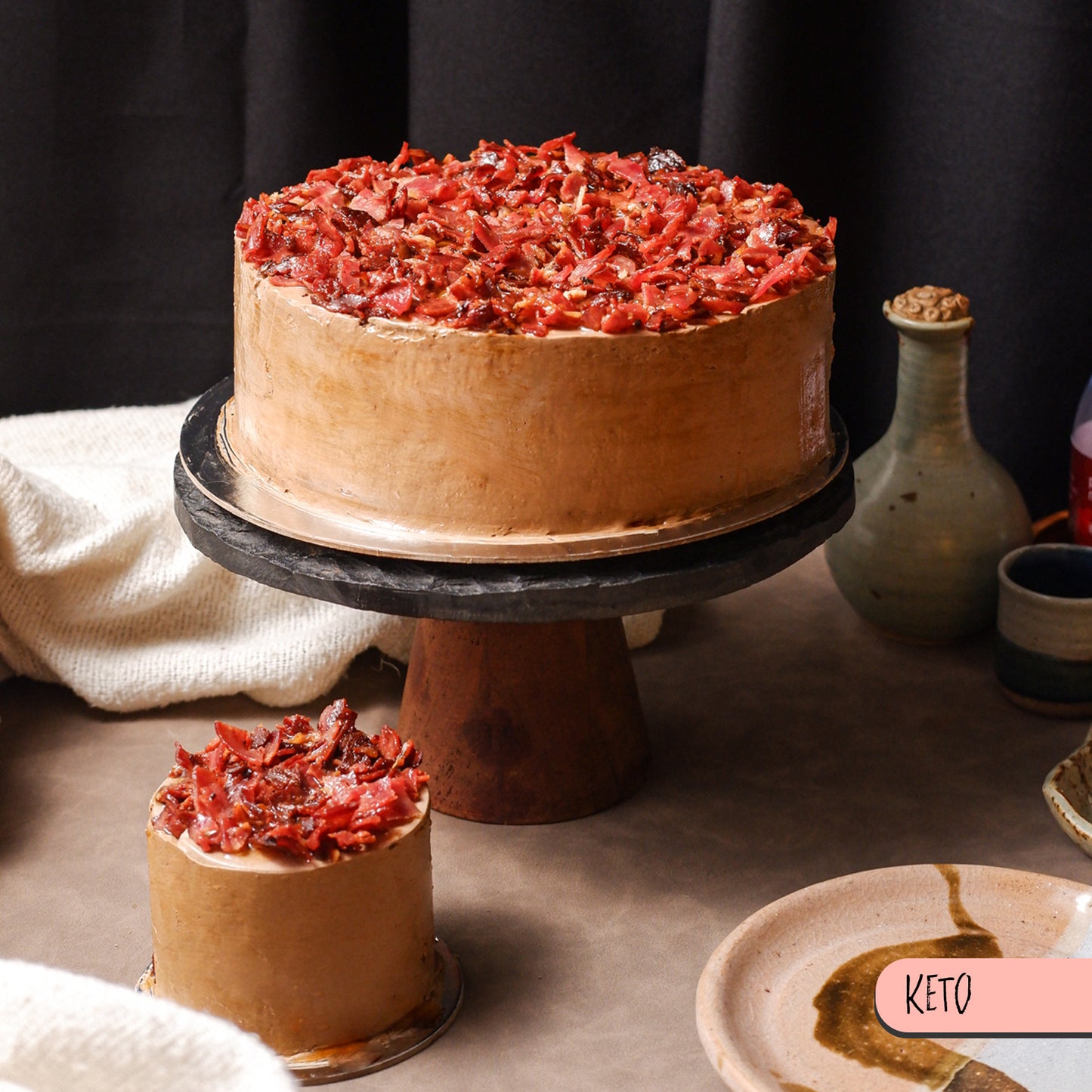 Keto Maple Bacon Buttercream Cake 8"