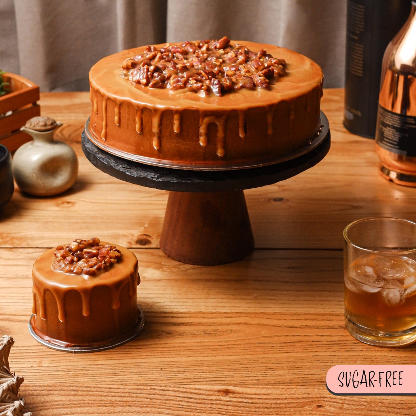 Sugar-Free Bourbon Pecan Cheesecake 8"